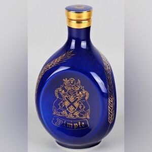 Pinch Dimple Superior De Luxe Blue Collector’s Ceramic Decanter in Blue & Gold